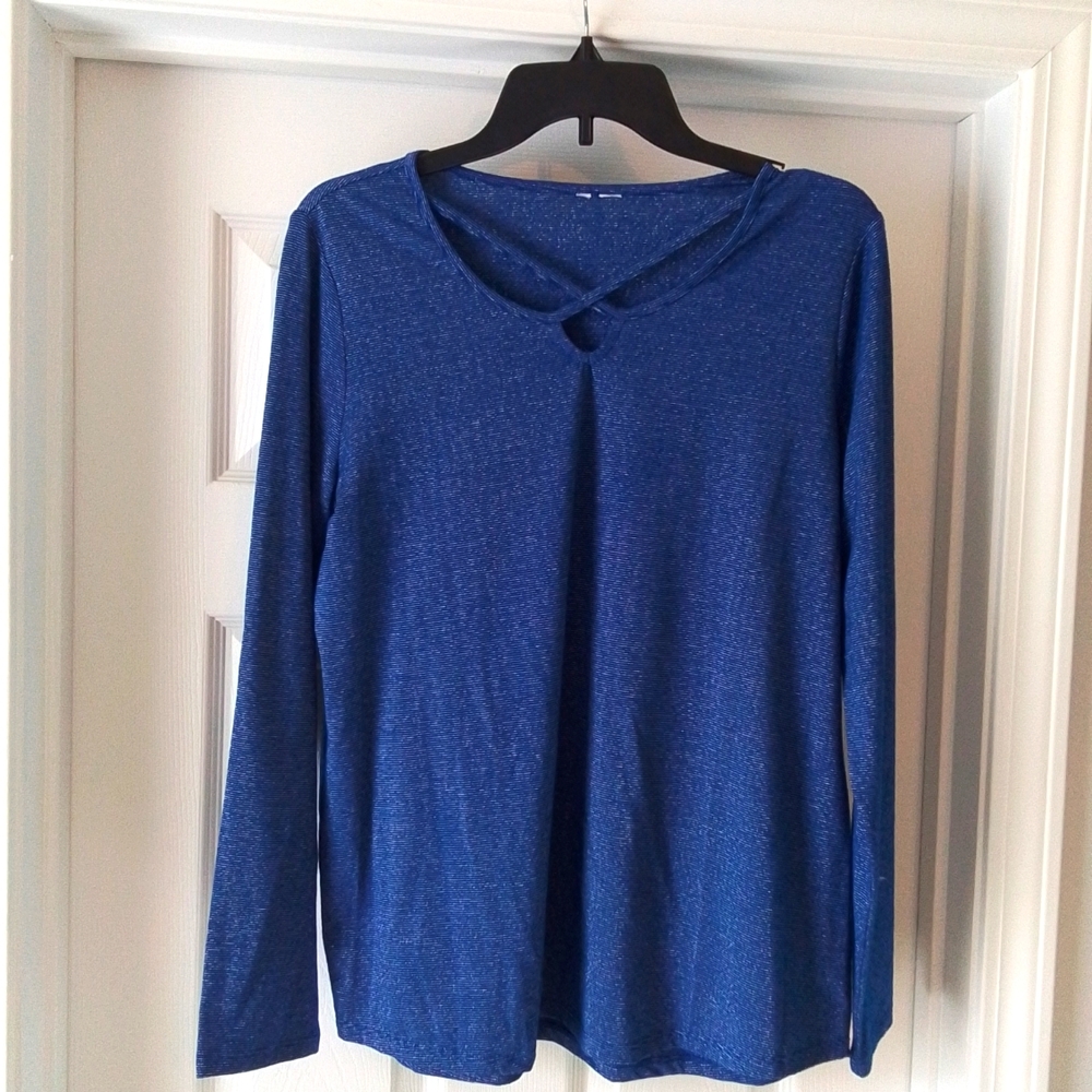 Royal Blue top with silver thread detail. size M